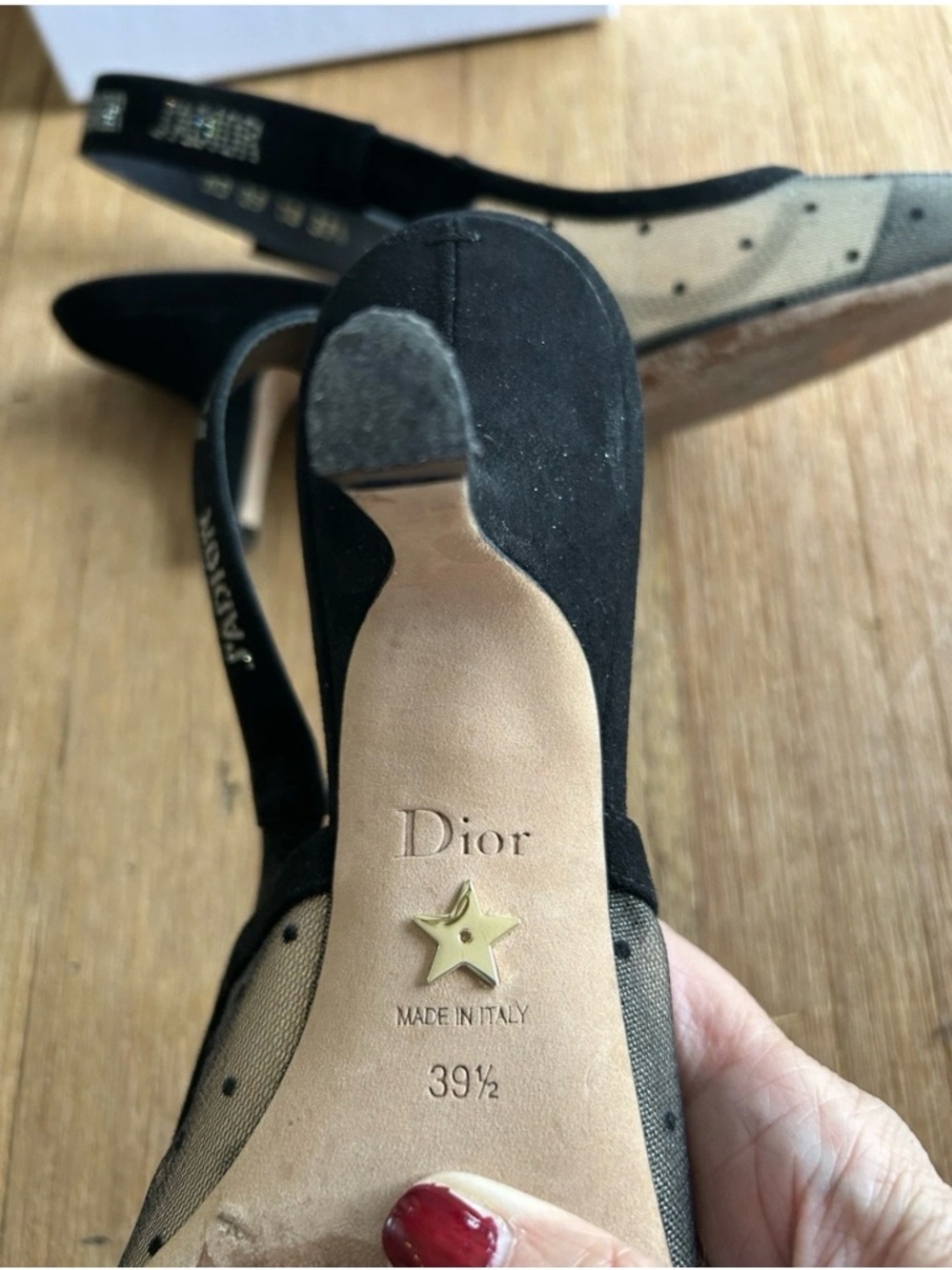 CHRISTIAN DIOR J’Adior Polka Dot Mesh Slingback - 39.5/ US 9 - Very Good Cond - Picture 6 of 8